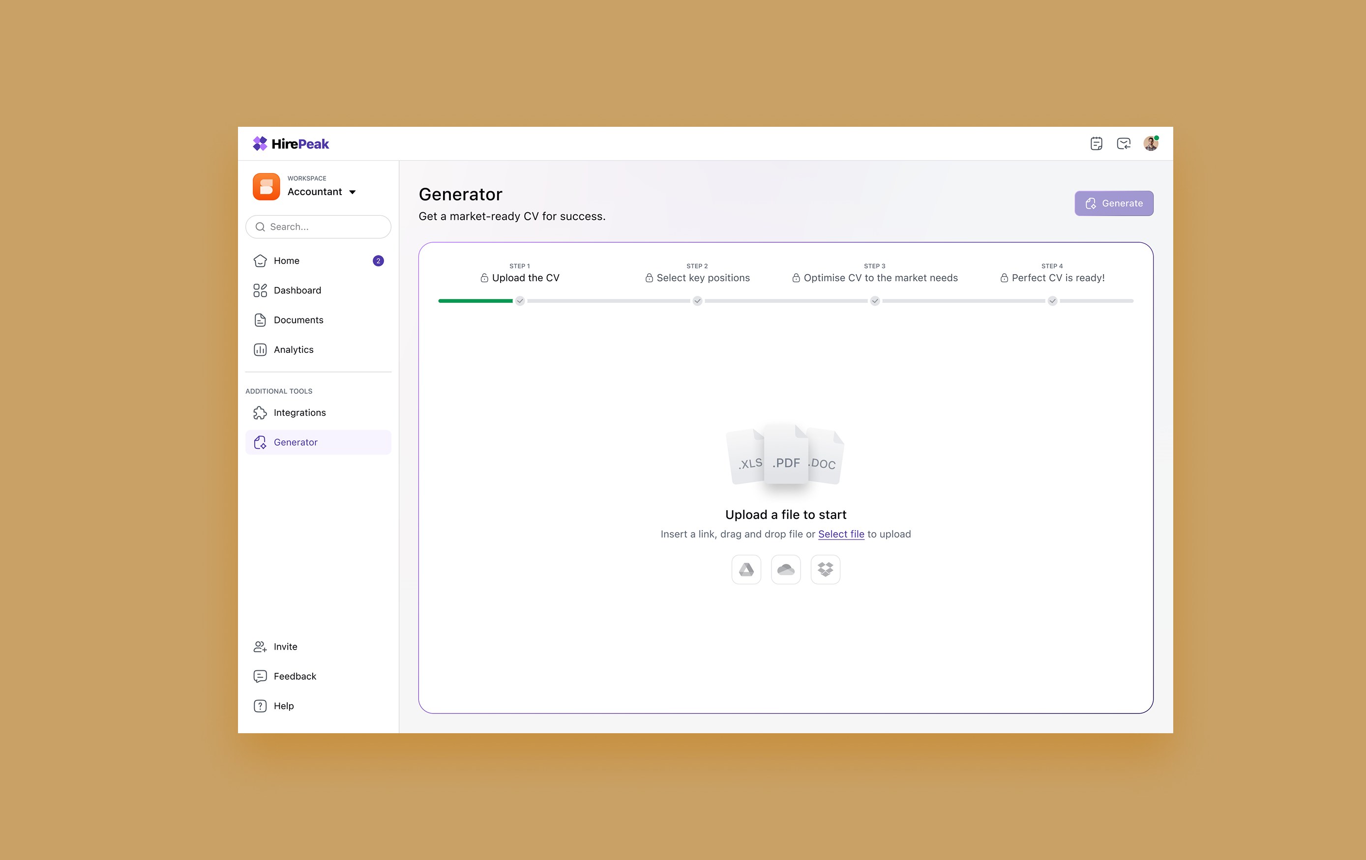 CV generator flow